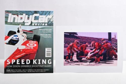 DIXON: Two items relating to Scott Dixon. Front cover page of 'IndyCar series' 2003 Season Review signed by Scott Dixon