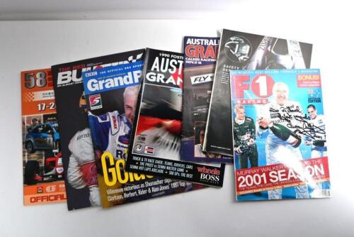 FORMULA 1: A collection of Formula 1 related magazines and programs. March 2001 issue of 'F1 RACING' with Murray Walker signature