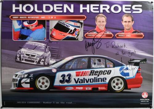 HOLDEN: A 2005 GARRY ROGERS MOTORSPORT 'HOLDEN HEROES' promotional poster, 5 of 8. Cameron McConville and Andrew Jones signatures