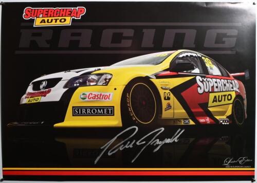 INGALL: A Limited Edition 2008 V8 SUPERCAR LAUNCH of Russell Ingall's SUPERCHEAP AUTO V8 SUPERCAR poster. Poster signed by Russell Ingall