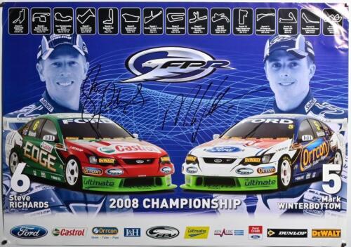FORD: A FPR Ford promotional poster depicting the Ford V8 Supercars of Steven Richards and Mark Winterbottom. Poster signed by both drivers