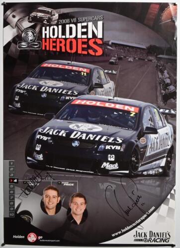 HOLDEN: A 2008 V8 SUPERCARS 'HOLDEN HEROES' promotional poster, Number 4, poster features images of Jack Daniel's RACING Holden V8 Supercars. Todd Kelly & Shane Price signatures