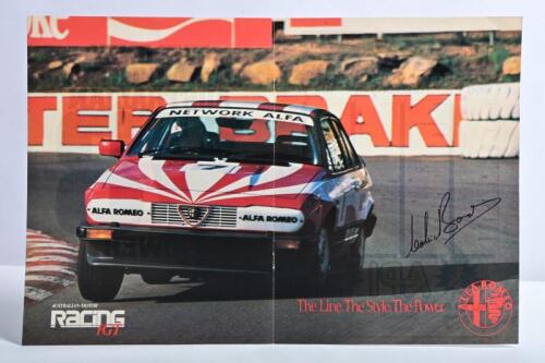 BOND: A magazine colour poster of Colin Bond racing a Alfa Romeo GTV. Colin Bond signature