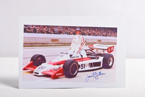 JANET GUTHRIE: A colour picture of Janet Guthrie posing in the driver cockpit of a Wildcat 3-DGS. Janet Guthrie signature