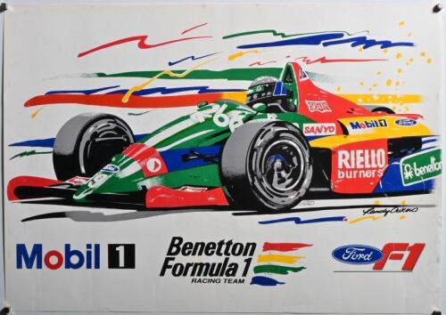BENETTON: A 'Mobil 1 Benetton Formula 1 RACING TEAM, Ford F1' poster. Artwork by Randy Owens