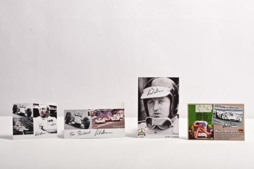 AHRENS: A group of four Kurt Ahrens related pictures. Driver, Porsche 917, Brabham BT24 pictures. Kurt Ahrens signatures