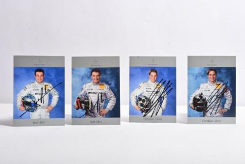 DTM/MERCEDES-BENZ: Four Christijan Albers and Jean Alesi Mercedes-Benz DTM driver profile cards from 2002 and 2003. Albers & Alesi signatures