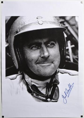 BRABHAM: A photocopied image of Sir Jack Brabham from Brands Hatch, 1966. Image signed by Sir Jack Brabham