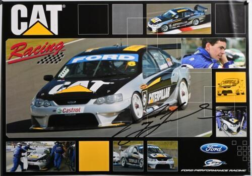 LOWNDES: A poster depicting the FPR CAT Racing AU Ford Falcon of Craig Lowndes. Poster signed by Craig Lowndes