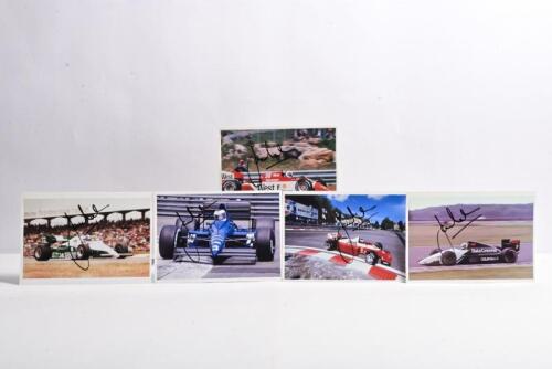 PALMER: A group of five colour pictures with images of Jonathan Palmer racing for various Formula 1 teams. Jonathan Palmer signatures
