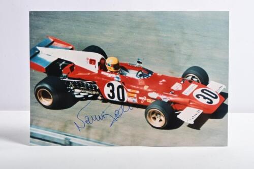 FERRARI: A colour picture of Nanni Galli racing a Ferrari 312 B2 during the 1972 Formula 1 season. Nanni Galli signature