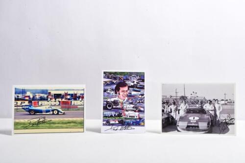 HOBBS: Three colour pictures and print relating to David Hobbs. Ferrari 365/4 & Porsche 956K signed by David Hobbs