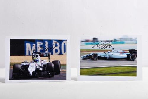 MASSA: Two colour images of Felipe Massa racing a Williams F1 car during the 2014 Formula 1 season. Felippe Massa signatures