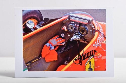 JOHANSSON: A colour picture of Ferrari 156-85 cockpit. Stefan Johansson signature
