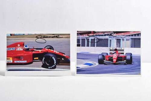 MORBIDELLI: Two colour pictures of Gianni Morbidelli driving the Ferrari 643 at 1991 Australian Grand Prix after Prost was fired. Both pictures signed by Gianni Morbidelli