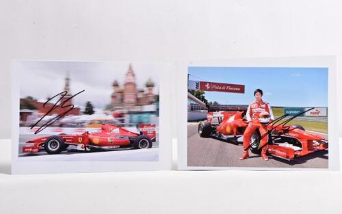 KOBAYASHI: Two colour pictures of Kamui Kobayashi with and driving the Ferrari F10. Kamui Kobayashi signatures