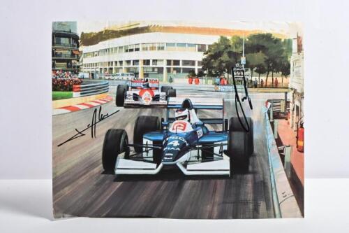 MONACO: A 1995 Michael Turner print depicting Jean Alesi in a Tyrrell-Ford leading Gerhard Berger in a McLaren-Honda during the 1990 Monaco Grand Prix, Monte Carlo. Alesi & Berger signatures