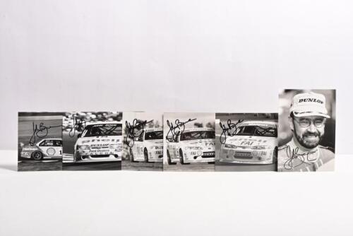 BOWE: A collection of six black and white pictures relating to John Bowe. BA and EF Shell Ford Falcon pictures. John Bowe signatures