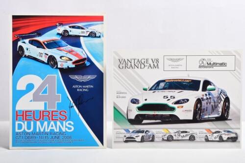 ASTON MARTIN RACING: A carded information sheet and picture detailing Aston Martin Racing teams. '24 HEURES DU MANS - ASTON MARTIN RACING' picture signed by David Brabham