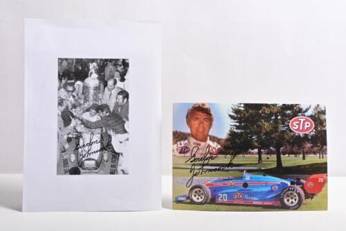 GORDON JOHNCOCK: Two items related to Gordon Johncock. STP Gordon Johncock driver profile card. Gordon Johncock signatures