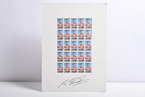 SCHUMACHER: An Austrian issued stamp sheet from 2006 depicting Michael Schumacher - 'WELTMEISTER' - and 248 F1 Ferrari F1 race car. Michael Schumacher signature