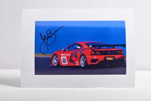 BOWE: A colour picture from 2003 of John Bowe racing a Ferrari 360 GT at Phillip Island. John Bowe signature