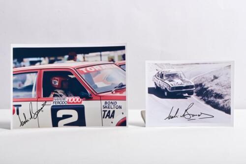 BOND: Two pictures of Colin Bond with HDT Holden Toranas. Colin Bond signatures