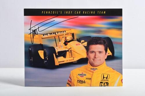 DE FERRAN: A 'PENNZOIL'S INDY CAR RACING TEAM' profile card. Gil De Ferran signature