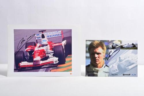 SALO: Two items related to Mika Salo. 'Mika Salo Tyrrell Ford' profile card signed by Mika Salo