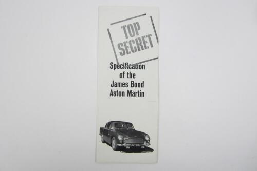 BOND: A rare 'Top Secret' James Bond Aston Martin specification sheet.
