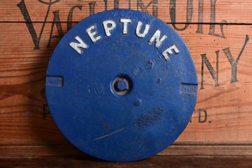 NEPTUNE A large Neptune cast iron petrol station take cover, 26.5cm diameter