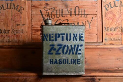 NEPTUNE: A two gallon 'Neptune Z-Zone Gasoline' galvanised tin