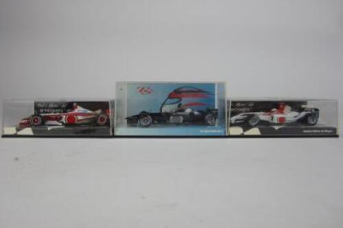 B.A.R: Three Minichamps Honda F1 Models (signed Button)