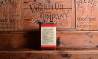 MOBIL: An early Mobil Vacuum Oil Company square oil tin with embossing to top, 25cm high - 2
