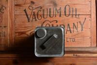 MOBIL: An early Mobil Vacuum Oil Company square oil tin with embossing to top, 25cm high - 5