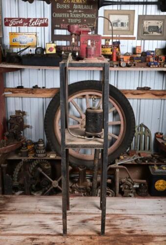 HIPSWELL: A vintage "Hipswell" spark plug cleaner and tester on stand, 126cm high