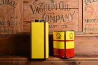 SHELL: Two Australian circa 1970s Shell tins, one two and a half litres and one one gallon - 2
