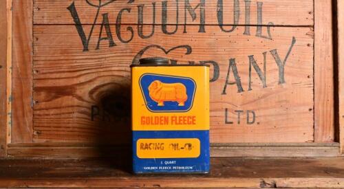 GOLDEN FLEECE: A "Golden Fleece Racing Oil CB" one quart tin