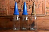 GOLDEN FLEECE: Three one litre oil bottles with plastic "Golden Fleece" pourers - 3