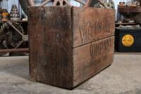 VACUUM: An early Australian "Vacuum Oil Company" wooden oil tin box, 37cm high, 53cm wide, 26cm deep