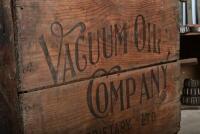 VACUUM: An early Australian "Vacuum Oil Company" wooden oil tin box, 37cm high, 53cm wide, 26cm deep - 5