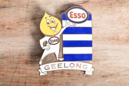 AFL/GEELONG: A large Esso 'Drip Man' Geelong enamel badge by Bertram Bros Melb, 6.5cm high