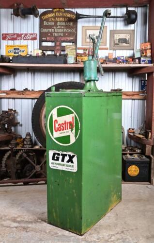 CASTROL: A highboy oil pump in original 1950/60s Castrol livery, with debossed Simac branding to pump, 136cm high approx