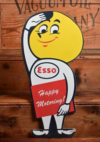 ESSO: A post 1960s Esso "Happy Motoring" aluminium foam sign, featuring Drop man, 48cm high