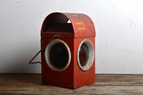 LAMP: A vintage red railway kerosene lantern by Chalwun, stencilled to the top "B.H.C.C" for the "Box Hill City Council" and embossed to the side "Chalwyn:, 26cm high