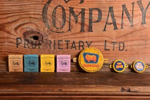 GOLDEN FLEECE: Three Golden Fleece drum seals and four books of matches