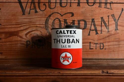CALTEX: A 1930/40s "Caltex Thuban SAE 90" one quart oil tin