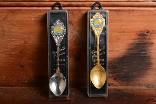 GOLDEN FLEECE/COLAC: Two circa 1960s/1970s Golden Fleece 'Colac Vic' teaspoons in silver and gold plate