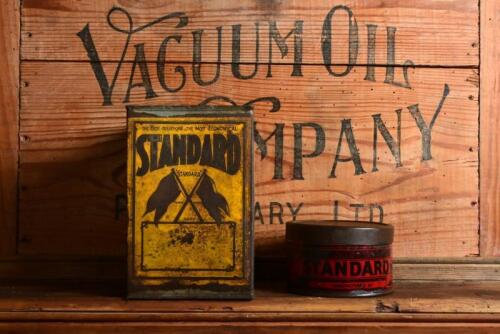 STANDARD: Two Australian "Standard" tins, tallest 18cm high
