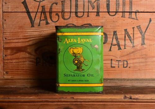 ALFA-LAVAL: A circa 1960s "Alfa-Laval Separator Oil" half imperial gallon oil tin
